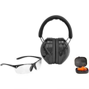 RANGE KIT WITH PASSIVE MUFFS, EAR PLUGS AND SHOOTING GLASSES
