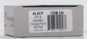 UNDERWOOD 45 ACP 230GR JHP - 20RD 10BX/CS